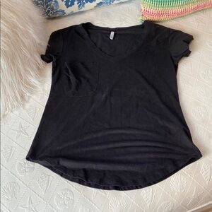 Black V-Neck Women's Top